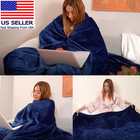 Fleece Plush Throw Blanket Navy Blue 50 By 60 Inches  super Soft Fuzzy Cozy Flan