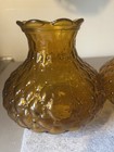 Vintage Amber Quilted Glass Hurricane Chimney Shade 2-7 8    