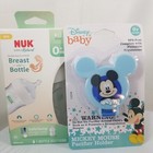 Nuk Simply Natural With Safetemp 5 Oz Clear Baby Bottle   Mickey Paci Holder New