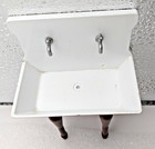 Vintage Victorian Heavy Metal 1 12 Dollhouse Wall Sink W  Faucets   Legs