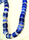 Venetian Antique Mini Glass Chevron Trade Beads Blue White Rust 23  Strand 