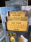 Vintage Antique Postage Stamp Vending Machine Black Porcelain Base  Dime  Nickel