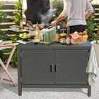 Pre-owned Outdoor Aluminum Grill Table Storage Cabinet With Protective Cover