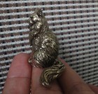 Maine Coon Cat Brass Figurine Retro Miniature Pet Statue Home Decor