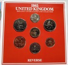 1985 Royal Mint Uncirculated Coin Collection 7 Piece Set United Kingdom
