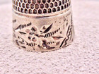 Antique Victorian No  5 Sterling Sewing Thimble With Etched Engraved Design