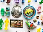Junk Drawer Lot  3  Pins  Animals  Plastic Figures  Compass  Badge  Cereal Toys