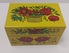 Vintage Syndicate Mfg Tin Metal Recipe address Box W hinged Lid Floral Design