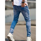 Men s Blue Ripped Skinny Jeans  Distressed Stretch Slim Fit Denim Pants Casual