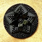 Large Antique Black Glass Lacy Type Button  Flower In Star