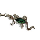 Lizard Abalone Gecko Pendant Necklace Silver Tone 18  Chain Southwestern Desert