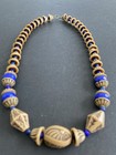 Antique Czech Bohemian Molded  Glass Bead Necklace   beautiful  