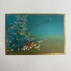 Vintage Mid Century Christmas Greeting Card Religious Shepherds Painting Style