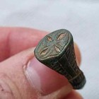 Authentic Ancient Bronze Roman Ring   Star   Engraved Stamp Ring