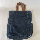J Stark Dark Denim W leather Handles Wine Tote