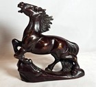 Vintage Hand Carved Chinese Rearing Horse Sculpture Dark Stone 5 75 In 1 2 Lbs