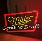 Vintage Heavy Duty Miller Genuine Draft Neon Beer Sign Bar Light 1989