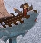 Vtg Riding The Waves Skyhook Metal Art Balance Toy Nautical 22    Tall Decore