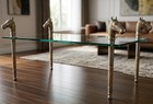 Antique Indian Soonta Maces Set Of 4 Brass Horse Head Scepters   Table Legs