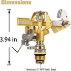 2 Pieces 1 2 Inch Brass Impact Sprinkler Head With Nozzles Heavy Duty Adjustable