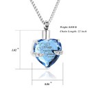 Birthstone Urn Necklace For Human Ashes Women Heart Memorial Cremation Jewelry