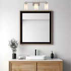 3-light 24  Vanity Bath Bar Wall Lighting Brushed Nickel Clear   Frosted Shades 