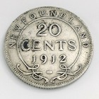 1912 Newfoundland Canada 20 Twenty Cents Circulated George V Canadian Coin J280