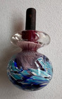 Ornate Victorian Blown Glass Newel Post Finial Blue Swirl Knob Smooth Vintage