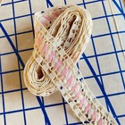 2 5 Yd Vintage 1940s Handmade Bobbin Lace W  Rick Rack Ecru Pink