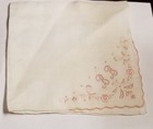 Vintage Madeira Pink Embroidered Initials Bb Monogram Hankie Handkerchief Bridal