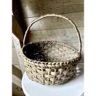 Willow Basket Farmhouse Rustic Primitive Distress Hoop Handmade Handle Wicker 