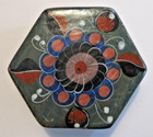 Vintage Tonala Mexican Pottery Floral Trinket Box Folk Art Hand Painted Signed