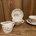 Vintage Miniature Porcelain Tea Set 13 Pc  Floral Design Dollhouse Or Display