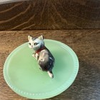 Porcelain Gray White Kitten Cat Figurine