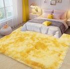 Soft Fluffy Rug For Living Room  4x6 Tie-dyed Yellow Shag Area Rug For Bedroo   