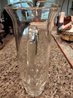 Vintage  Etched Glass Cocktail Martini Pitcher Floral Design - Full 11  Tall