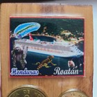 Vtg Honduras Roatan Magnet Carnival Cruise Ship   2 Souvenir Centavos Coins