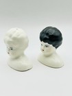Vintage Doll Lady Head White Ceramic Salt   Pepper Shakers 1950s Japan
