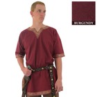 Viking Saxon Tunic Shirt Burgundy   Gold Trim 100  Cotton Historically Correct