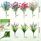 20 Bundles Artificial Flowers For Outdoors Decoration Fake Silk Flowers Uv Resis
