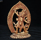 Tibet Buddhism Bronze 24k Gold Gilt Mahakala Dorje Wrathful Deity Buddha Statue