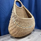 Vtg Wicker Rattan Wall Basket Hanging Planter Boho Rustic Cottage-core Farmhouse