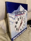 Vintage 1986 Busch Beer Clock Metal Sign    head For The Mountains    19x15   