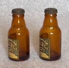 Vintage Original Acme Beer Mini  Glass Bottle Salt   Pepper Shakers 3  Ex 1940 s