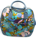 Vintage 1960 s Samsonite Saturn Flowers Weekender Carry-on Luggage Blue 11 x15 