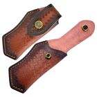 Hand Made Carved Cow Leather Sheath For 5  Folding Knife Cover Pouch Belt Clip
