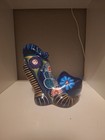 Vintage Royal Blue Talavera Mexican Folk Art Pottery Cat