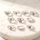 Vintage 925 Sterling Silver Pink Blossom Collection Set Of 10 New Toe Rings