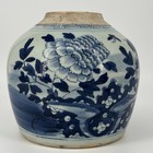 Antique Chinese Qing 19th Century Blue   White Ginger Jar Hand Painted