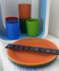 Majestic Usa Plastic Ribbed Dinnerware Set 5 Plates 5 Tumblers Cups Vintage